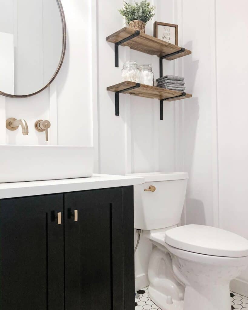 Floating Shelf Décor for a Guest Bathroom