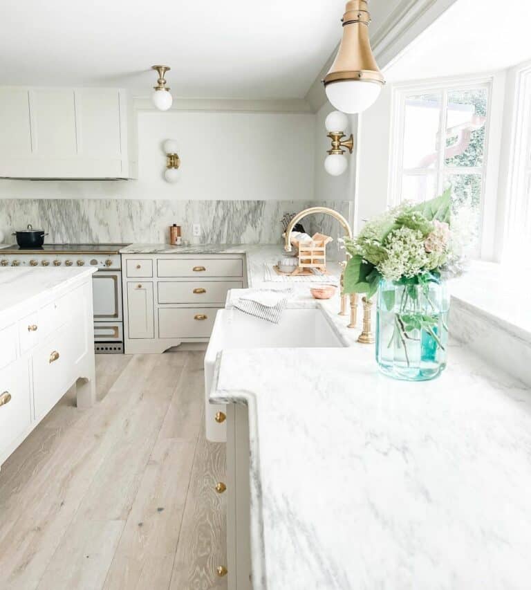Floral Countertop Décor in Blue Glass Vase