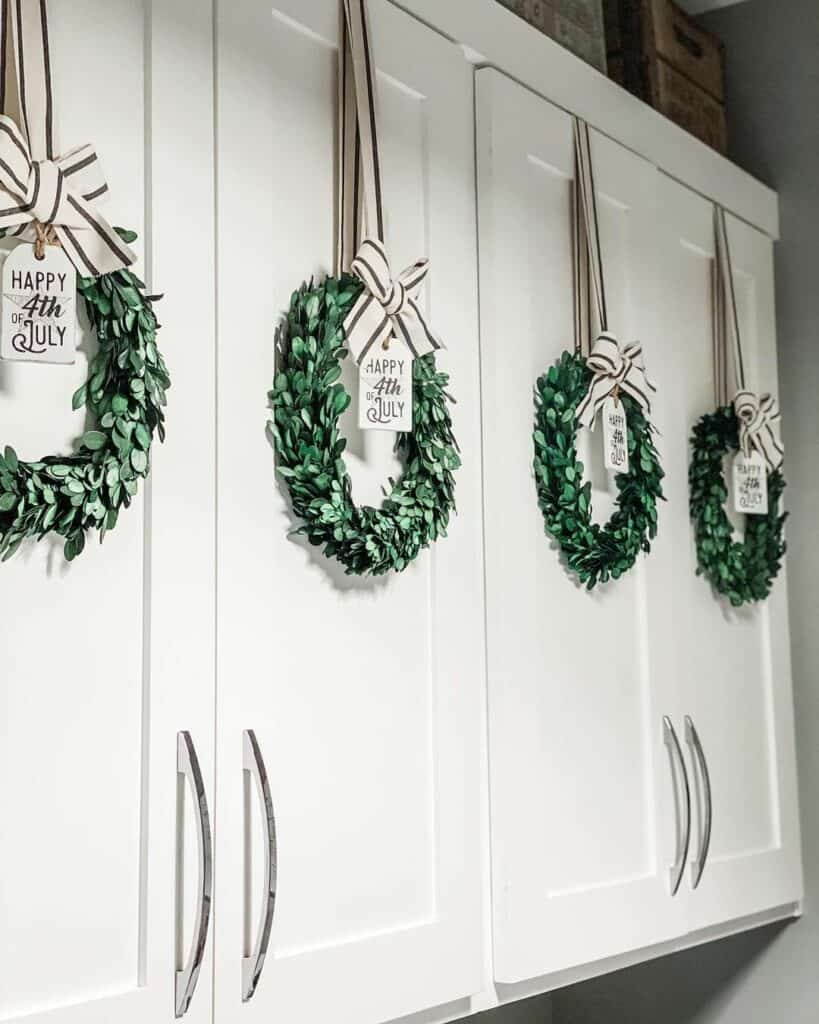 Four Wreaths on Laundry Doors