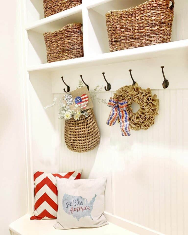 Fourth of July-themed Mudroom Bench