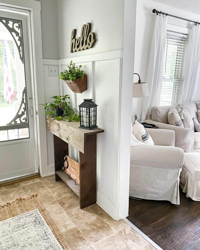 Foyer With Rustic Wood Console Table