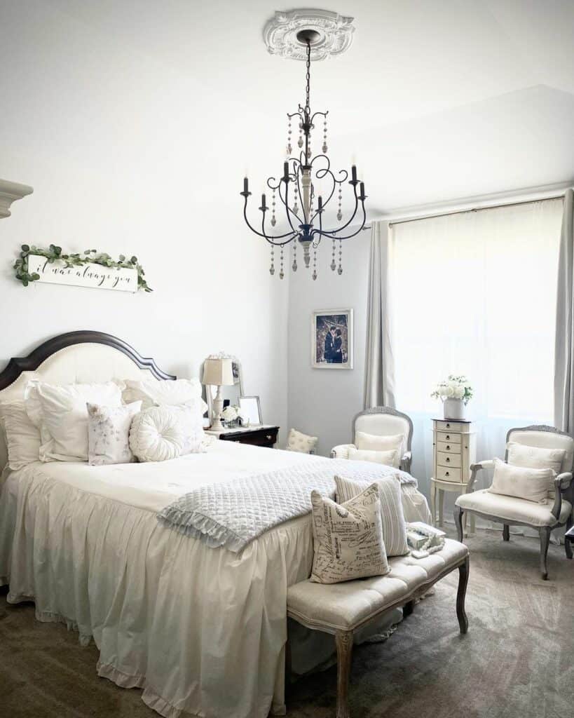 French Farmhouse Master Bedroom With Sitting Area