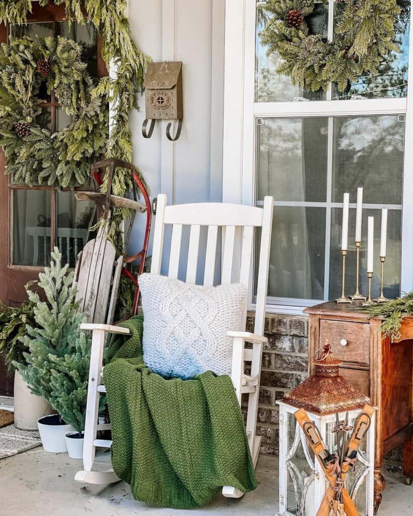 Front Porch Furniture With White Rocking Chair