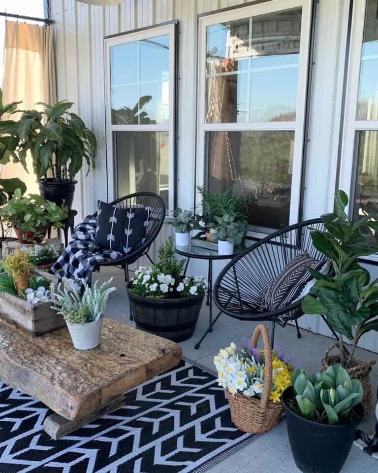 Front Porch With Spring Plant Décor
