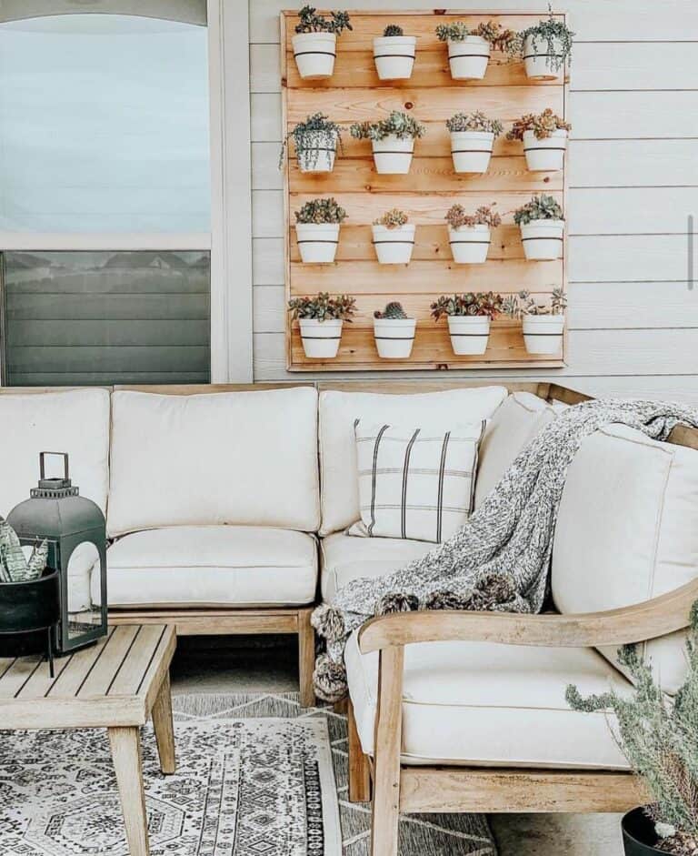 Garden-inspired Porch With Wooden Wall Planter