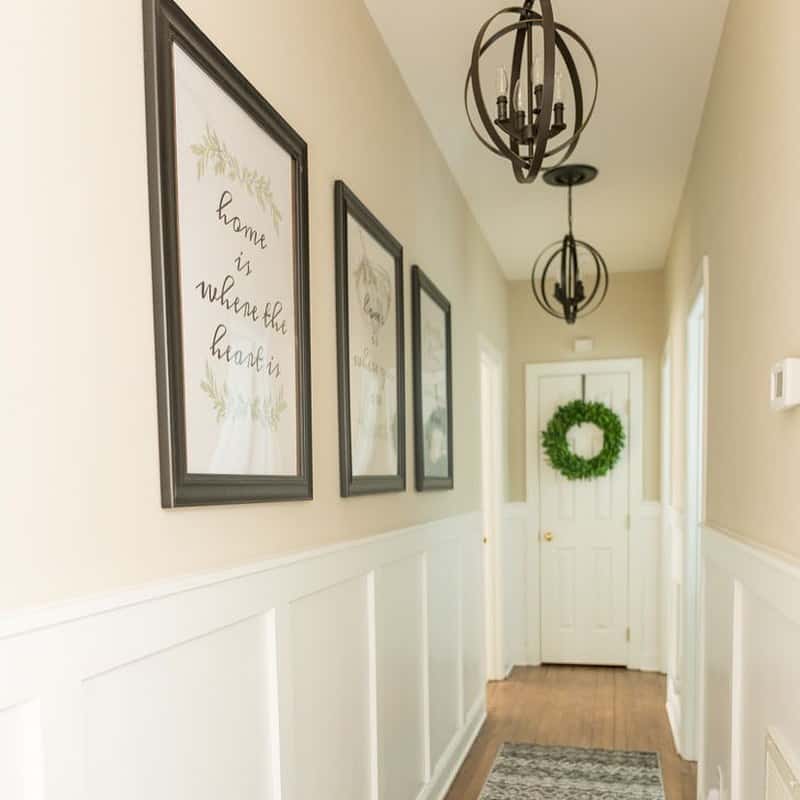 Globe Pendants Accentuate Neutral Hallway Décor