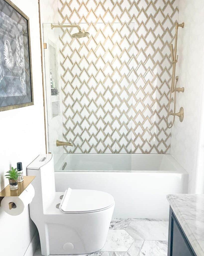Gold Bathroom Tiles in Modern Bathroom