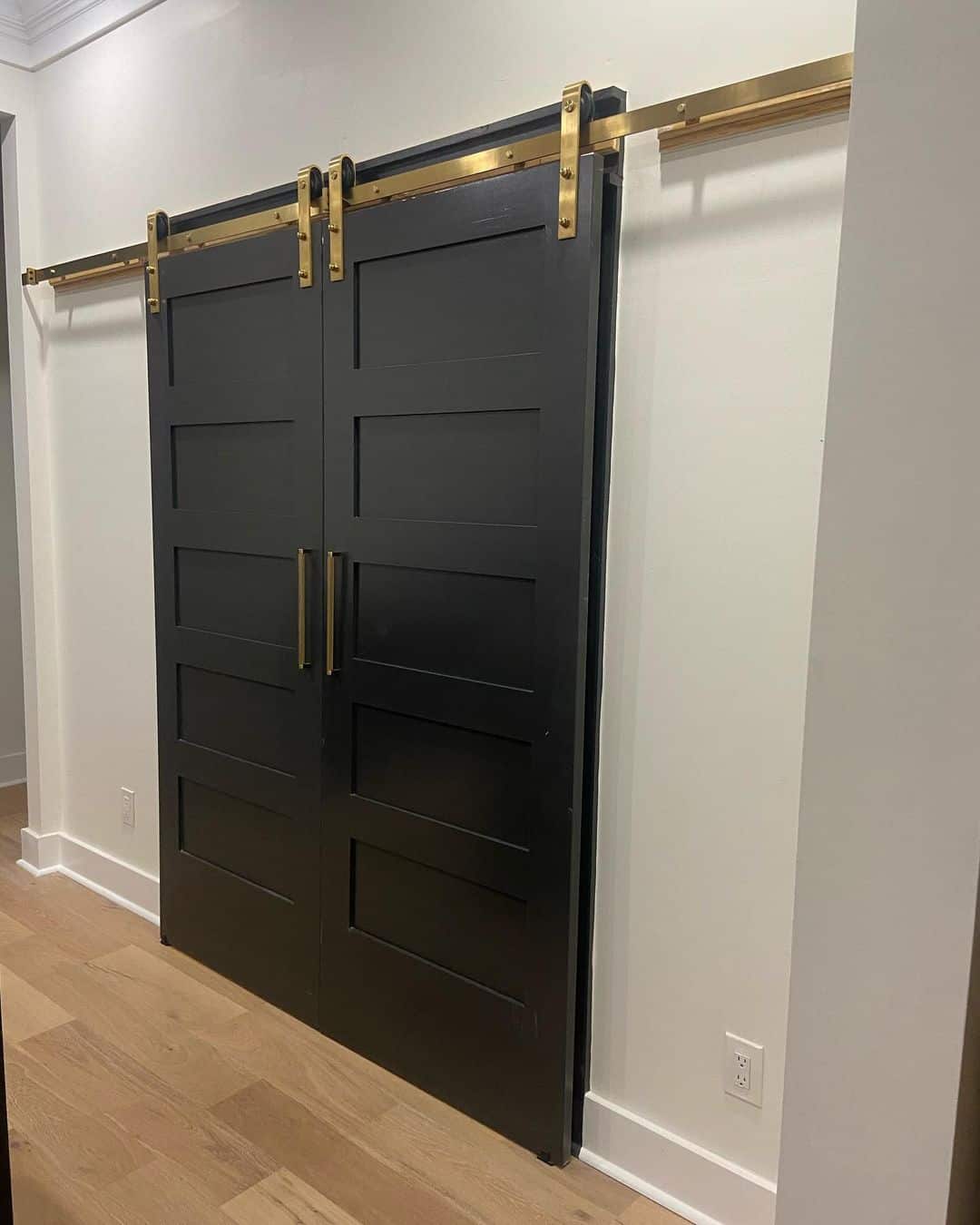 Gold Hardware on Black Sliding Doors Soul & Lane