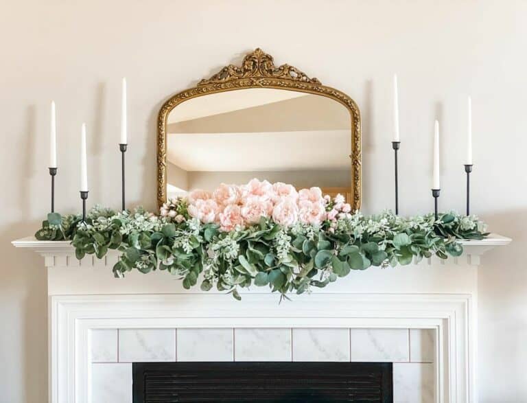 Gold Mirror and Pink Peonies