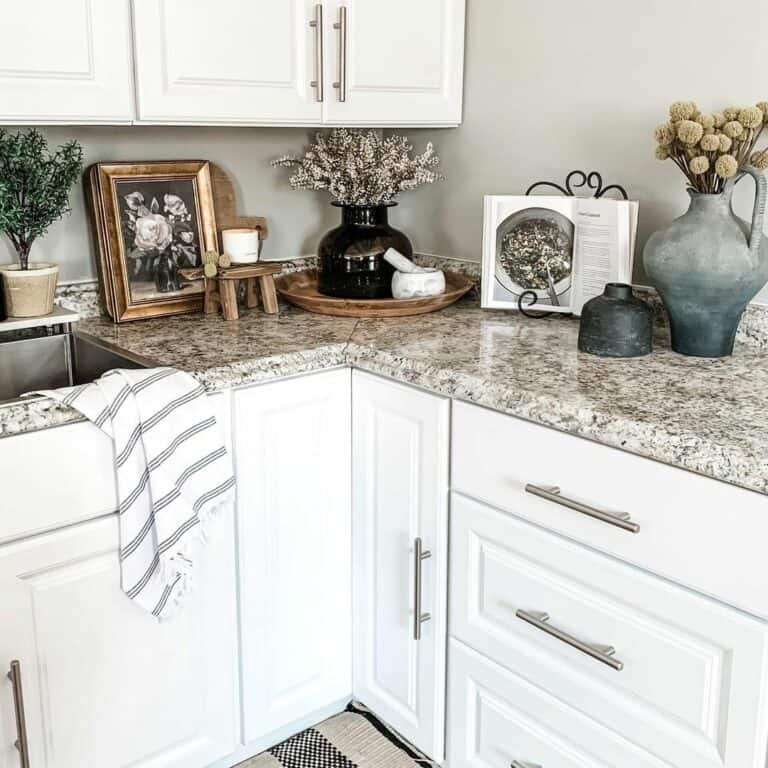 Gold and Gray Kitchen Countertop Décor