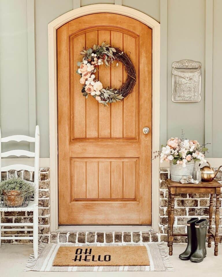 Grapevine Wreath and Brass Doorknob