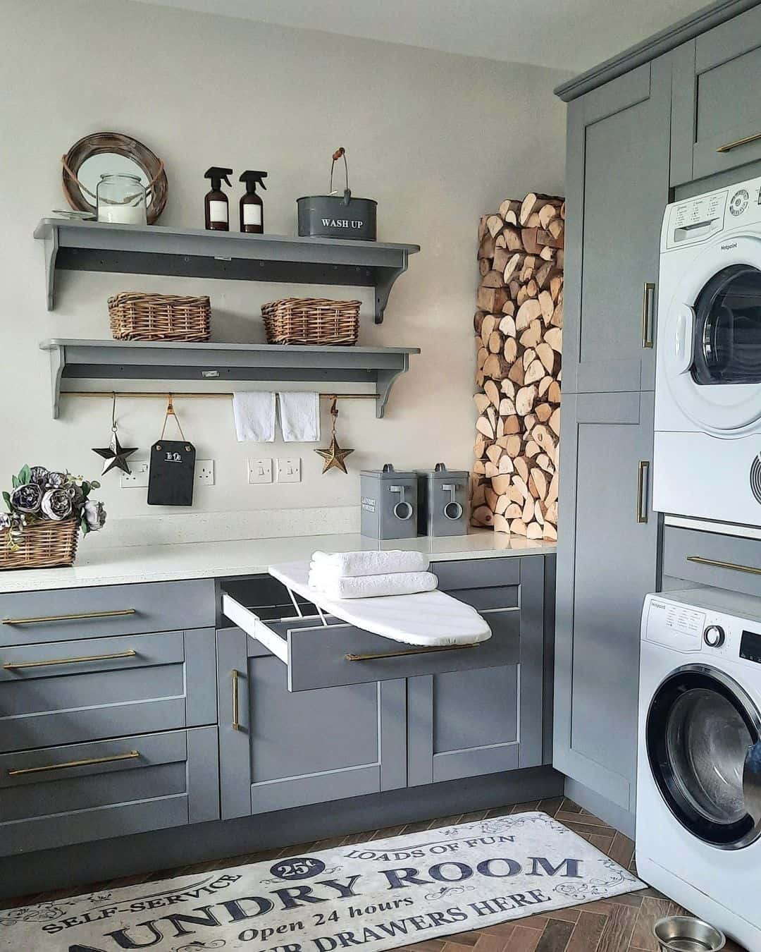 Gray With Brass Pulls for Laundry Room Soul & Lane