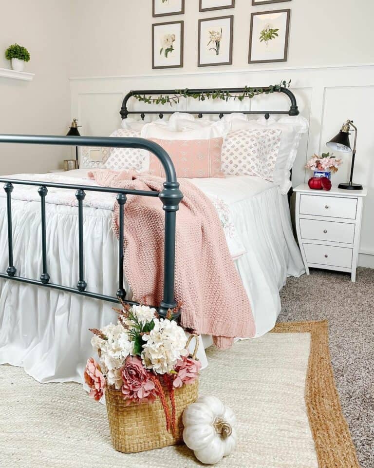 Gray Carpet Bedroom and White Bedding