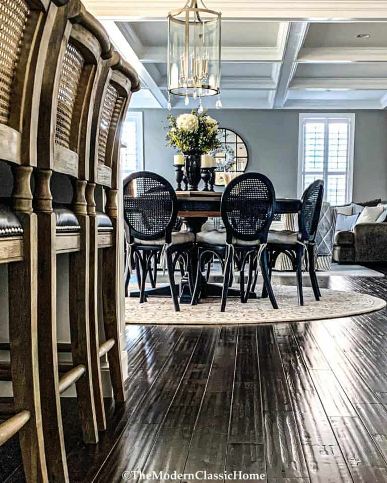Gray Dining Room With Round