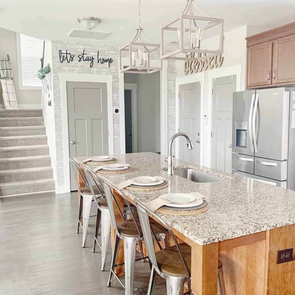 Gray Faux Brick Wall for Kitchen