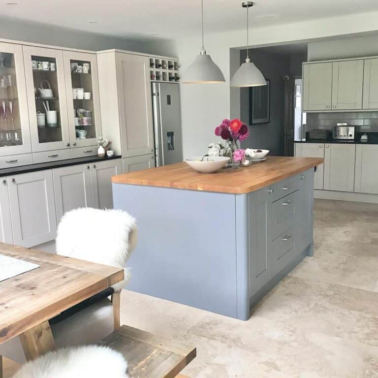 Gray Kitchen With Island