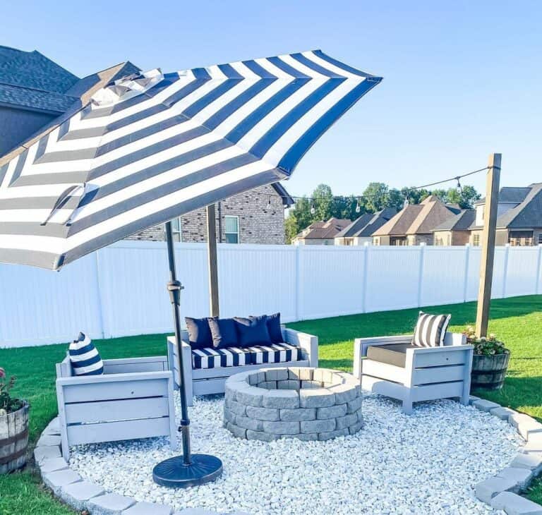 Gray Patio With Stone Firepit