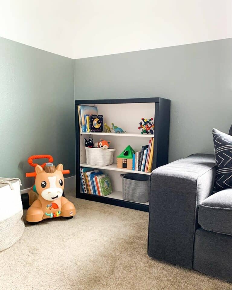 Gray Stucco Playroom With Colorful Toys