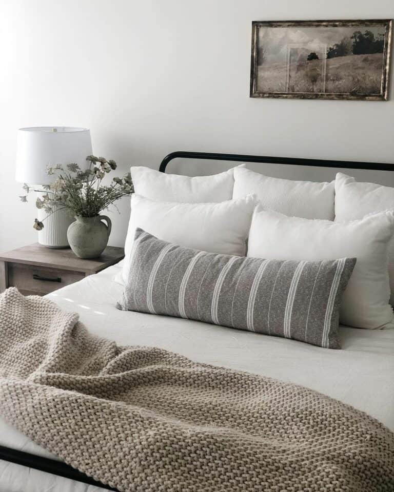 Gray-toned Bedroom With Antique Painting