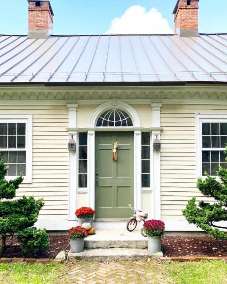 Green Transom Door With Spiderweb Sash Windows
