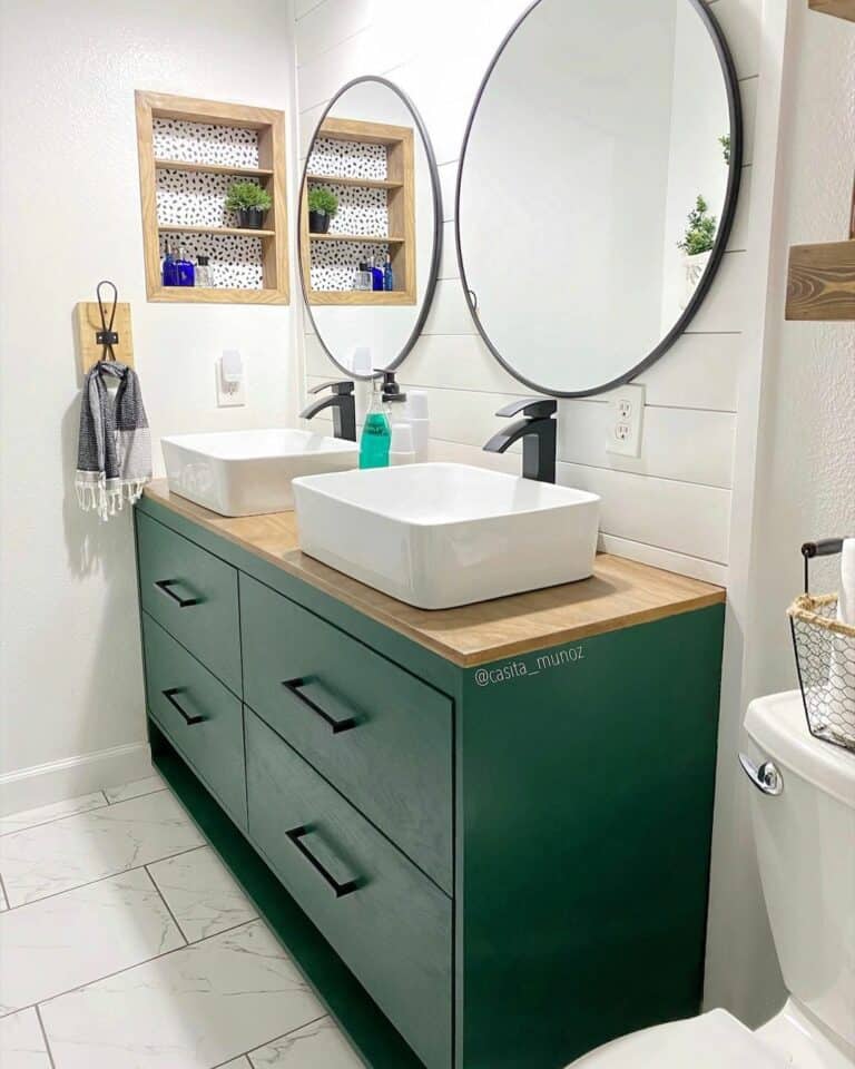 Green Vanity With Large Drawers