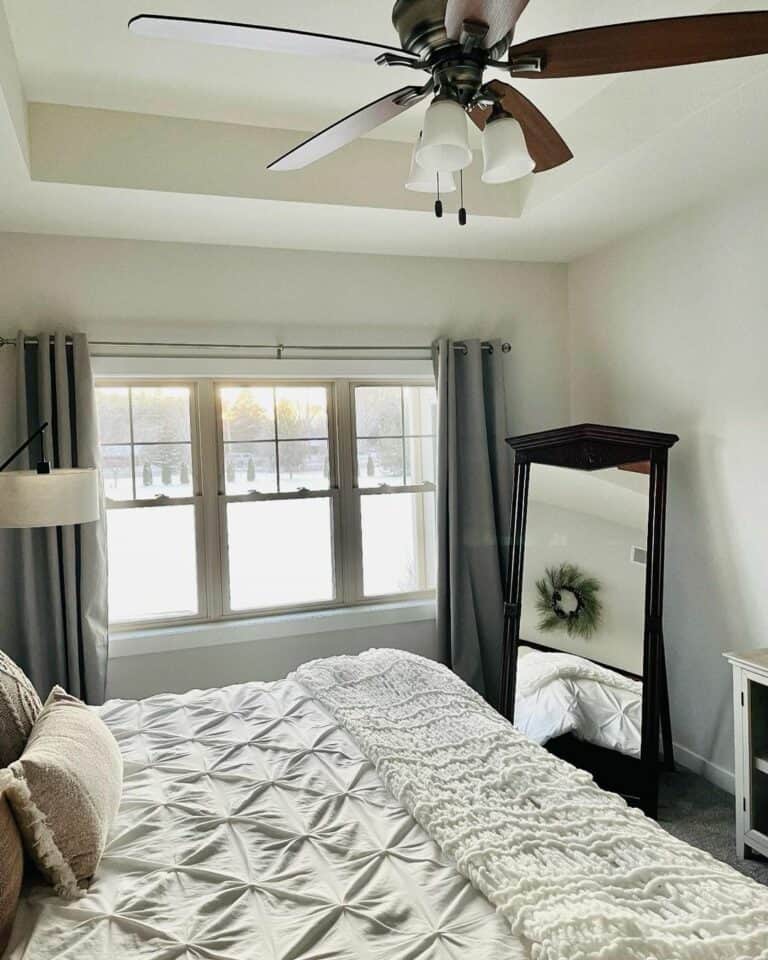 Grey Bedroom Window Treatments in Classical Bedroom