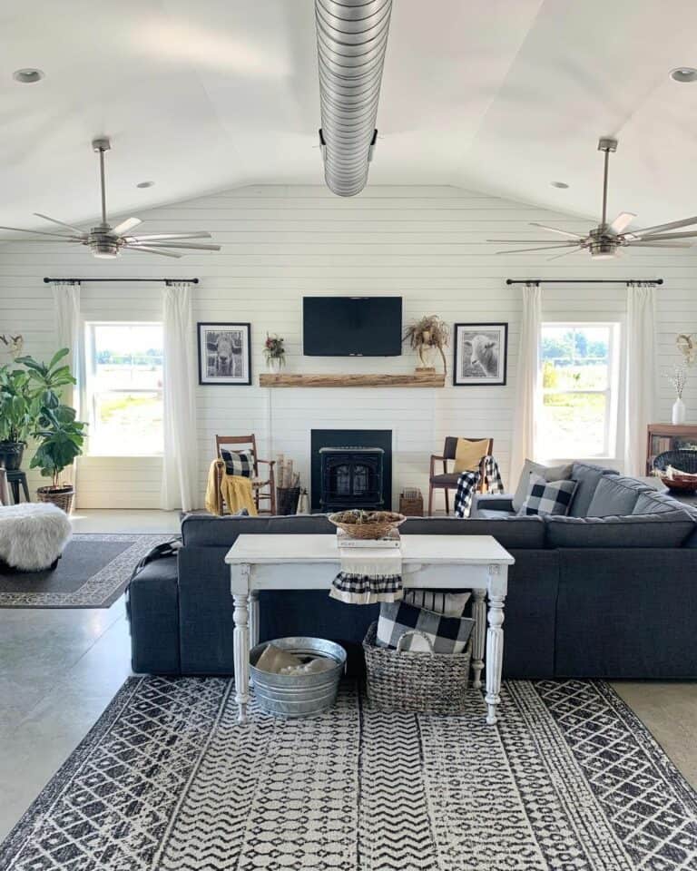 Grey and Wood Farmhouse Living Room