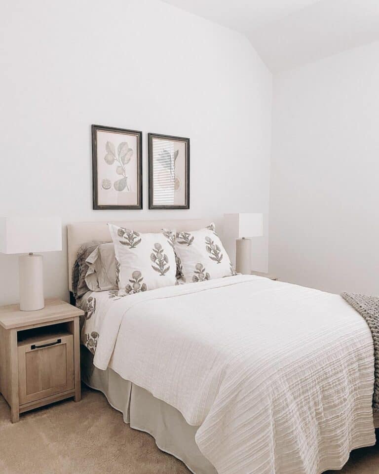 Guest Bedroom With Gray Frame Artwork