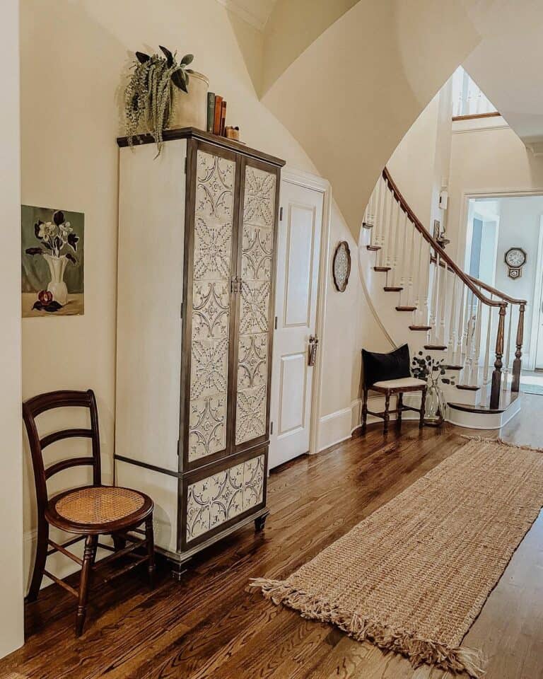 Hallway Storage With Antique Cabinet