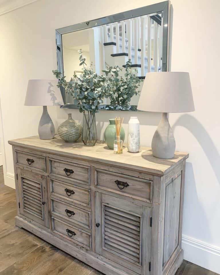 Hallway Storage With a Stunning Gray Cabinet