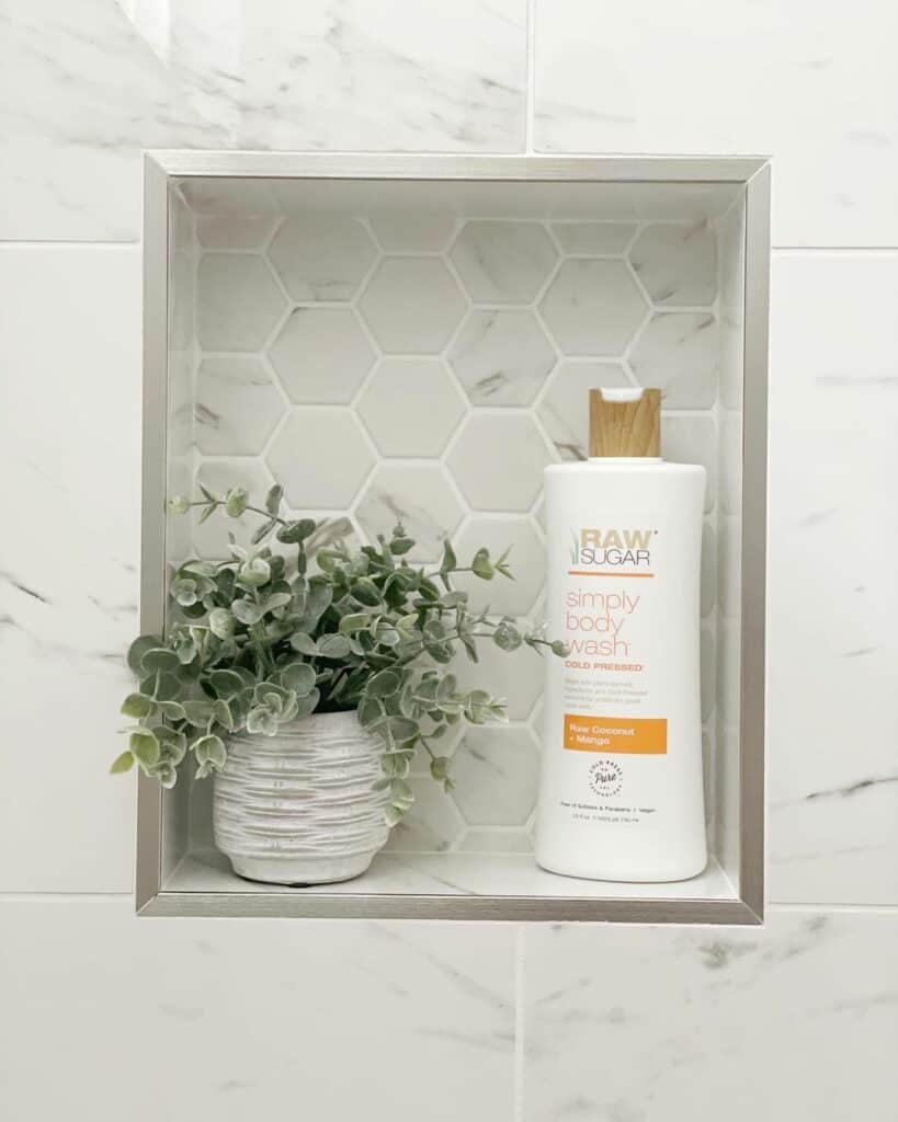 Hexagonal Tile Shower Niche Ideas