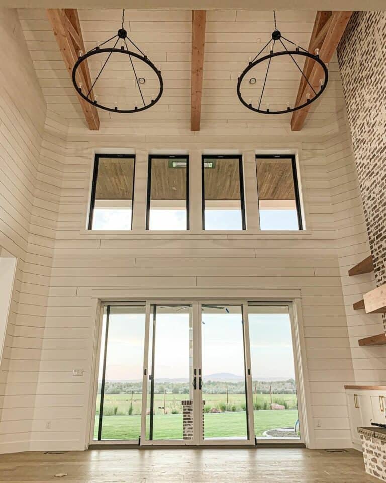 High Ceilings With Large Farmhouse Chandeliers