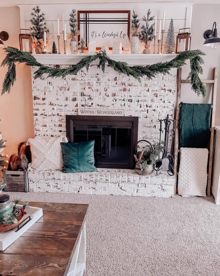 Holiday Hearth for Painted Brick Fireplace
