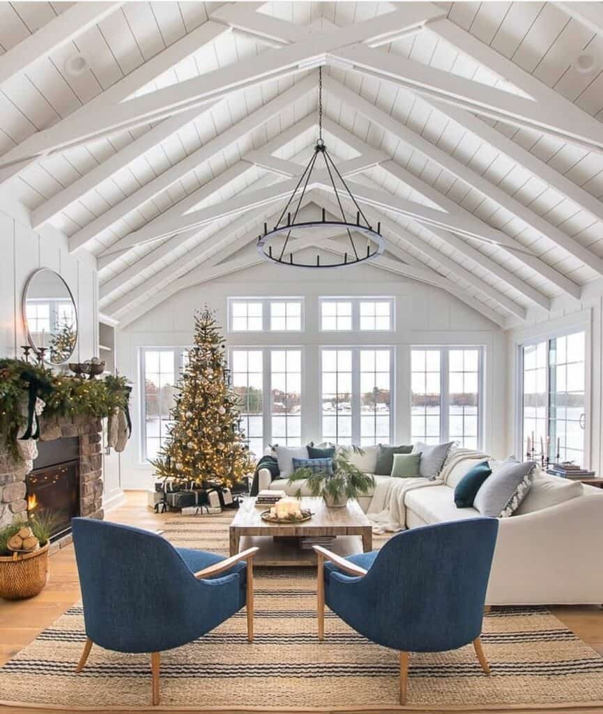 Industrial Chandelier Ideas for a Sloped Farmhouse Ceiling