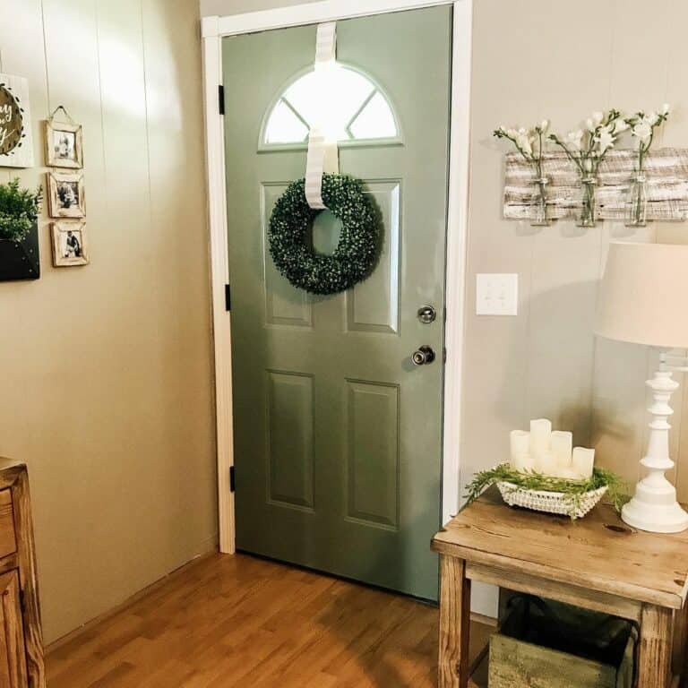 Interior Wreath on Green Front Door