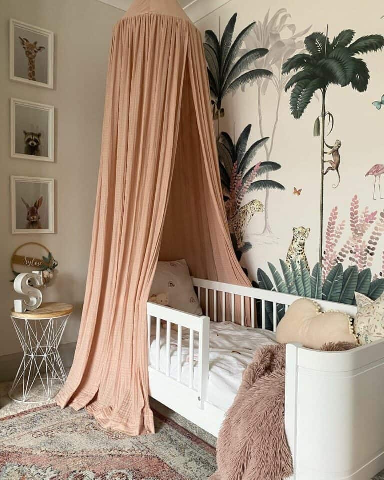 Kid's Bedroom With Pink Boho Nursery Décor