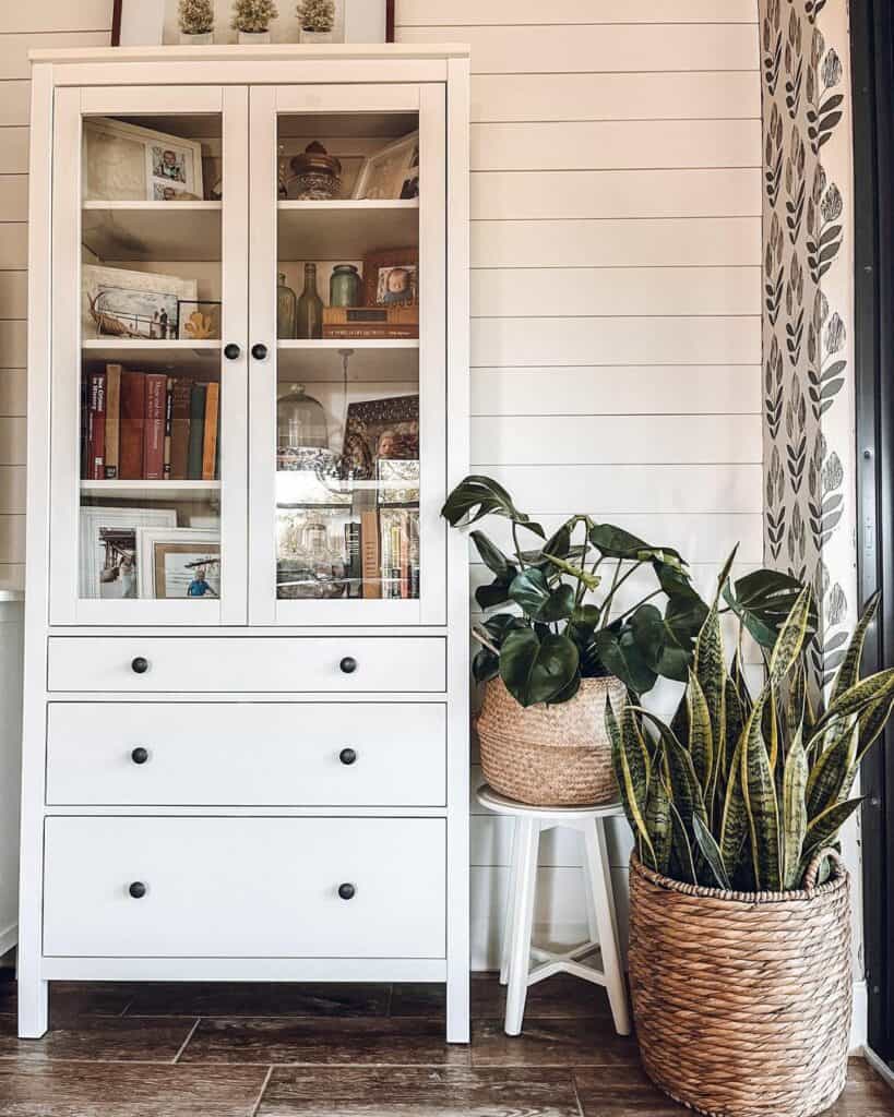 Kitchen Hutch With Plant Accents