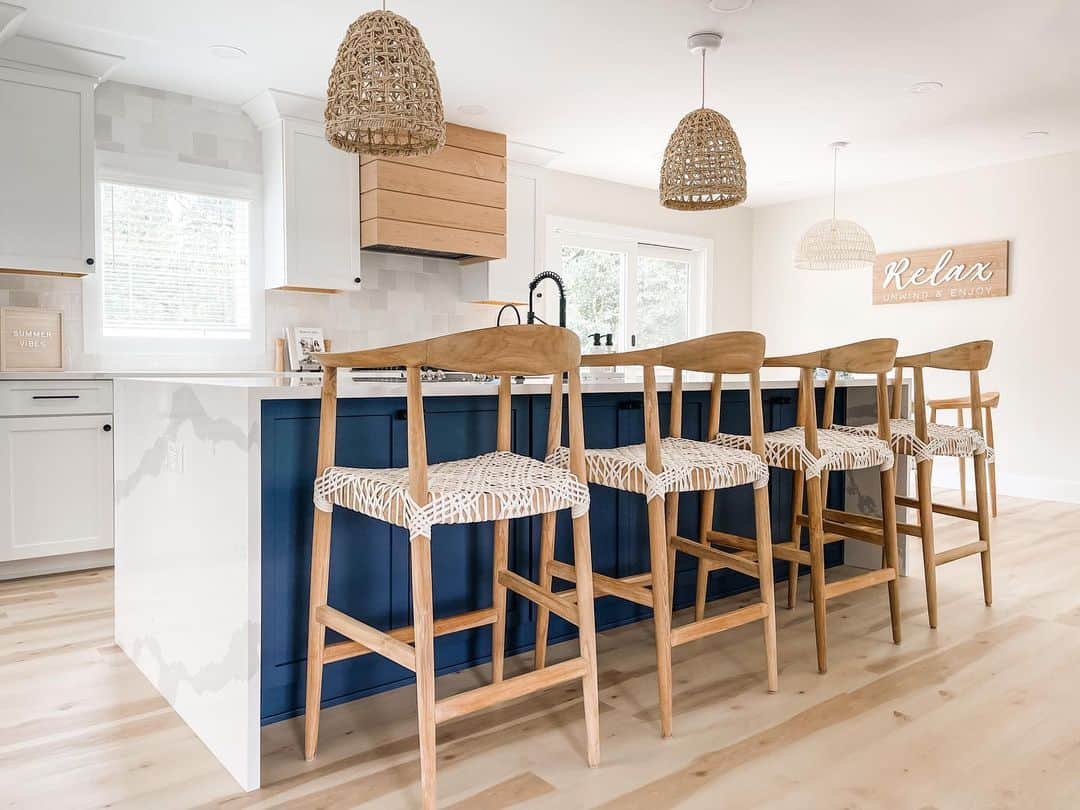 Kitchen in Navy Blue, Wooden, and White - Soul & Lane