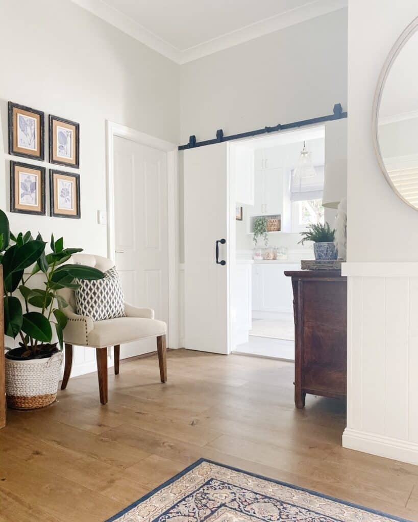 Laundry Room Entryway With Sliding Doors