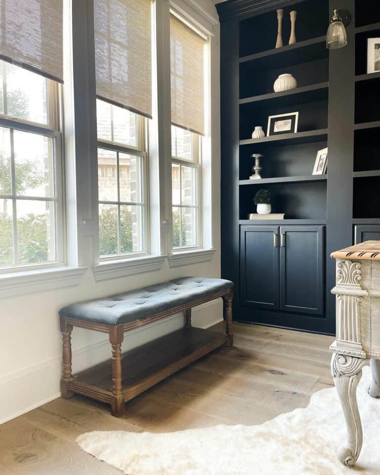 Layered Blinds With Black Built-ins