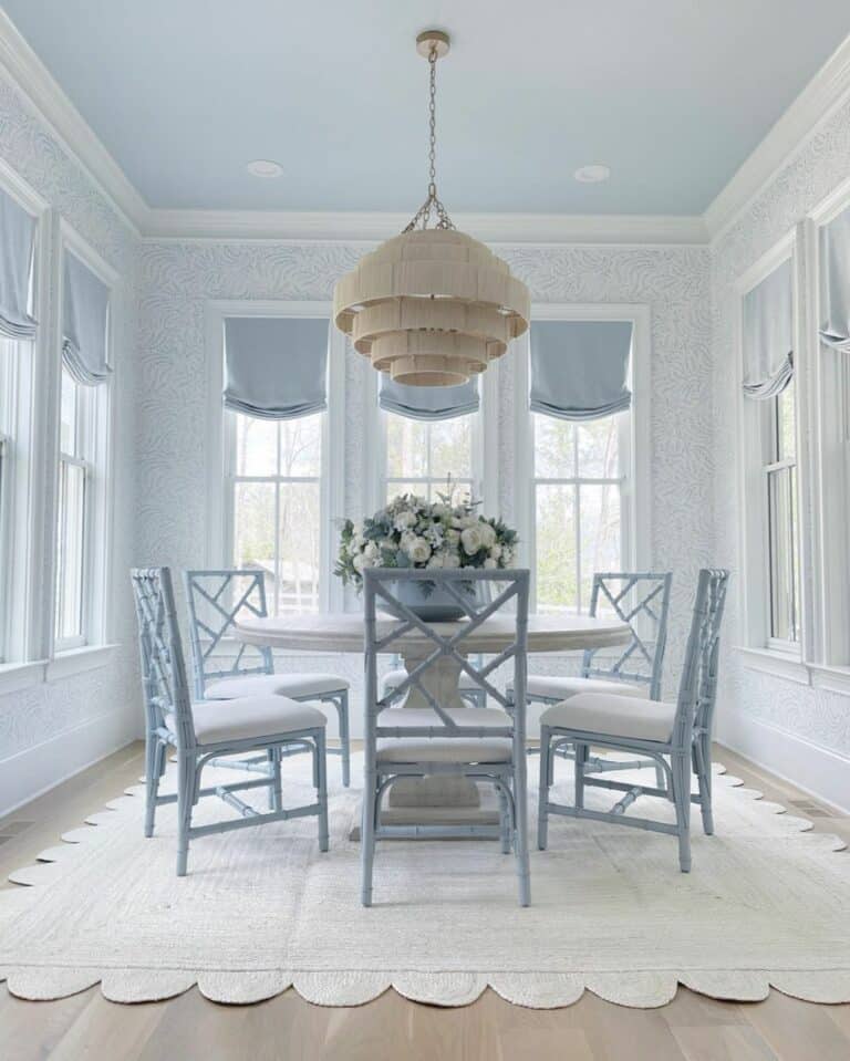 Light Blue and White Dining Room