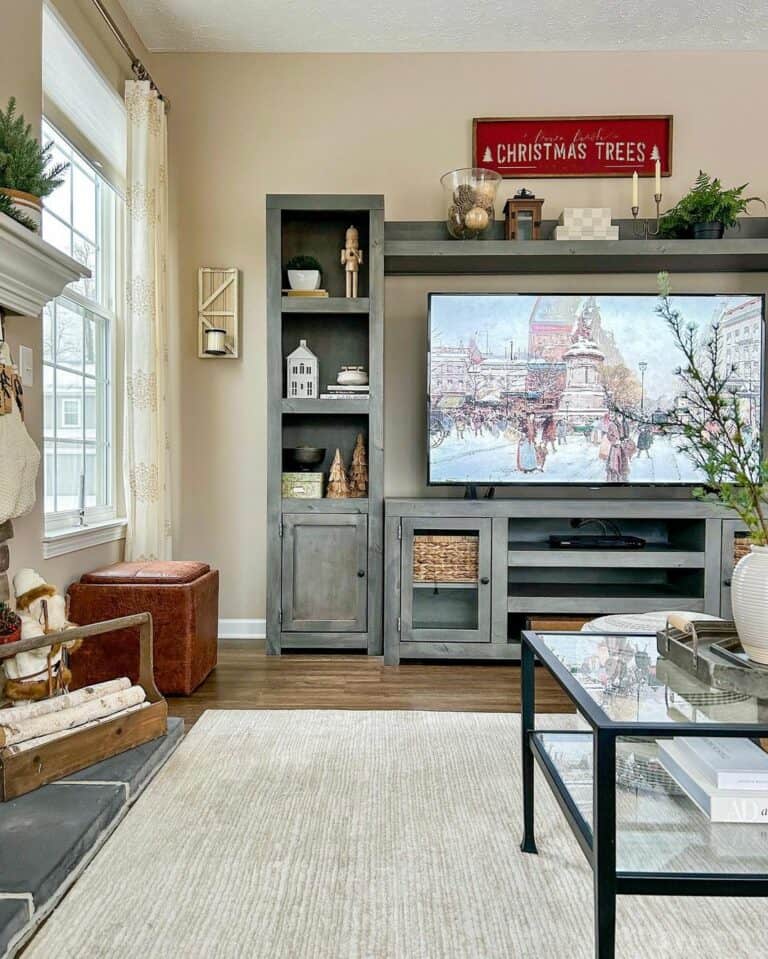 Light Gray Farmhouse Entertainment Center