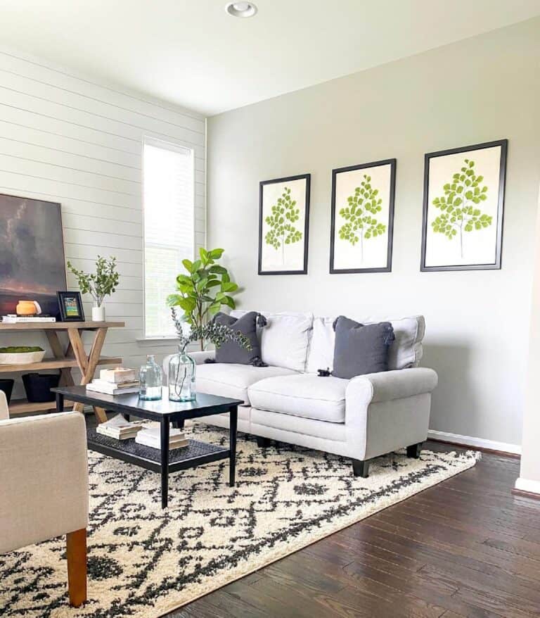 Light Living Room With Green Accents