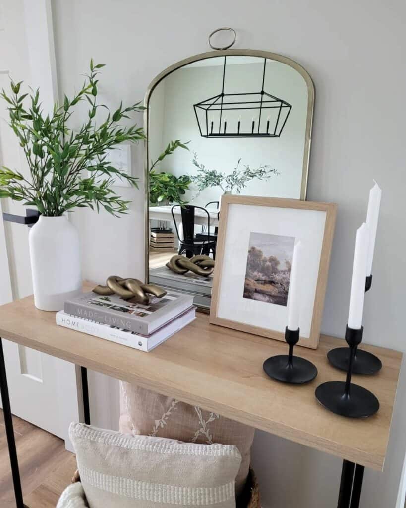 Light Wood and Black Metal Entrance Table - Soul & Lane