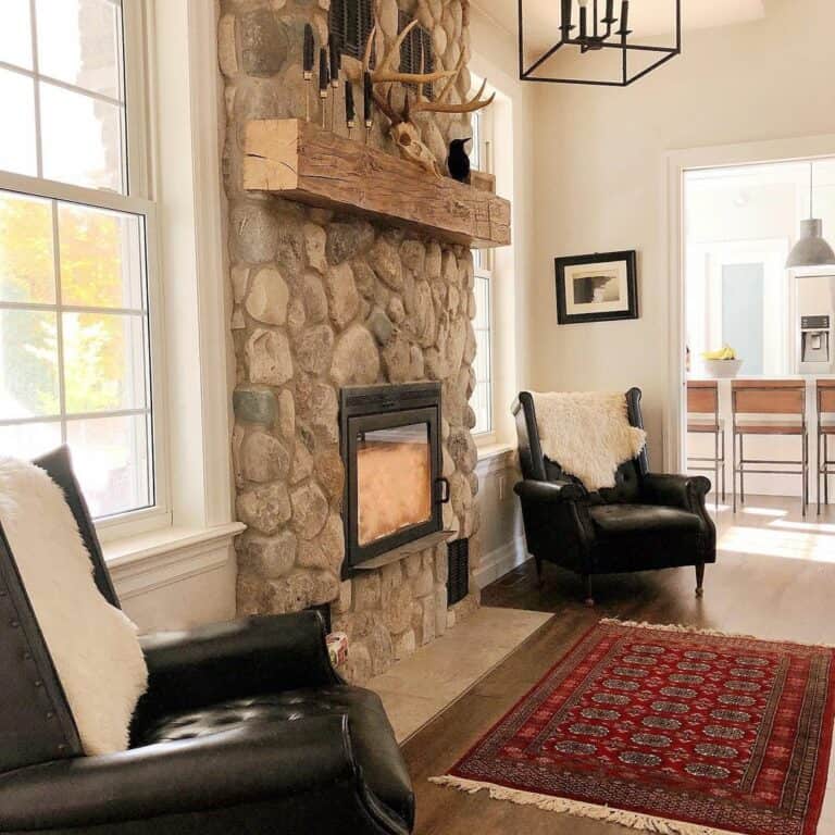 Living Area With Stone Chimney