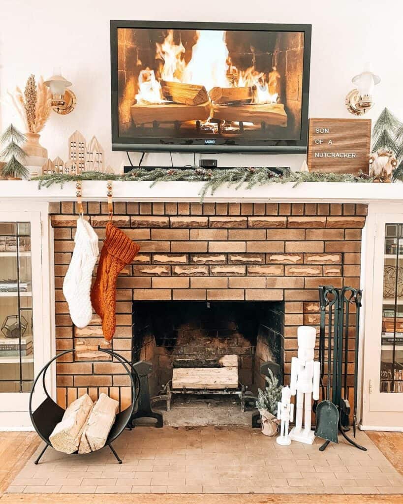 Living Room Modern TV Wall Design With Fireplace