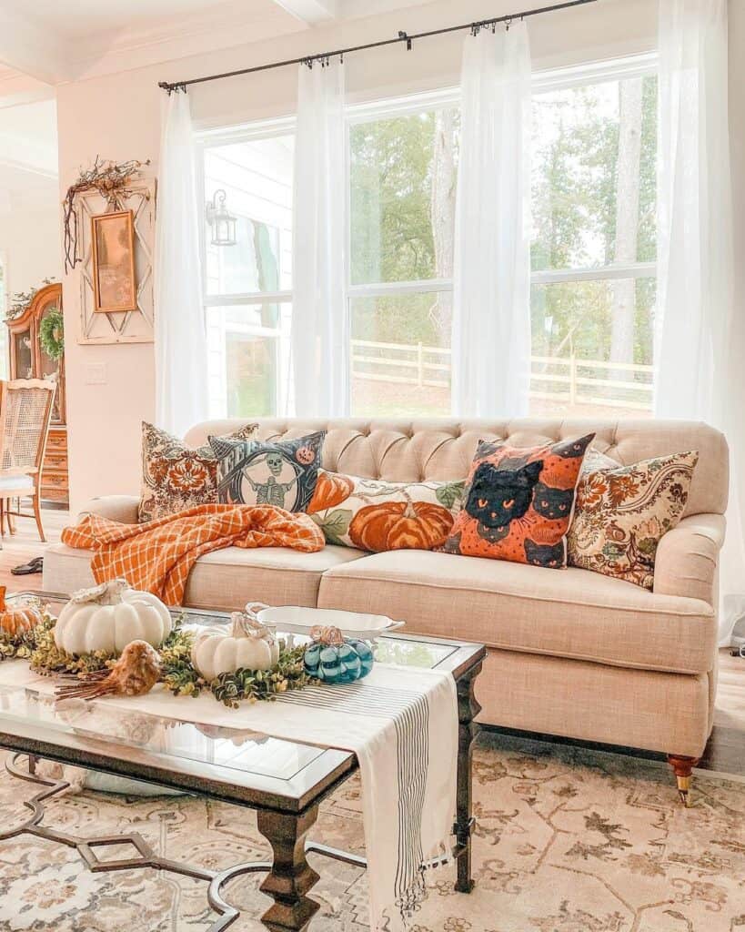 Living Room Window Treatment Ideas With Sheer White Curtains