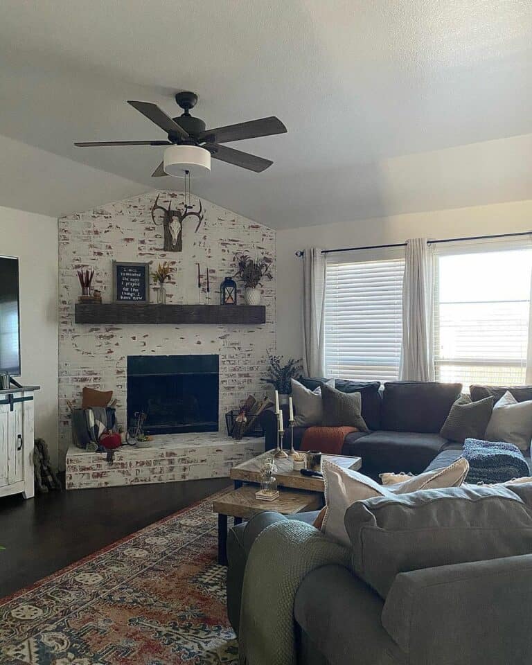 Living Room With Gray Couches