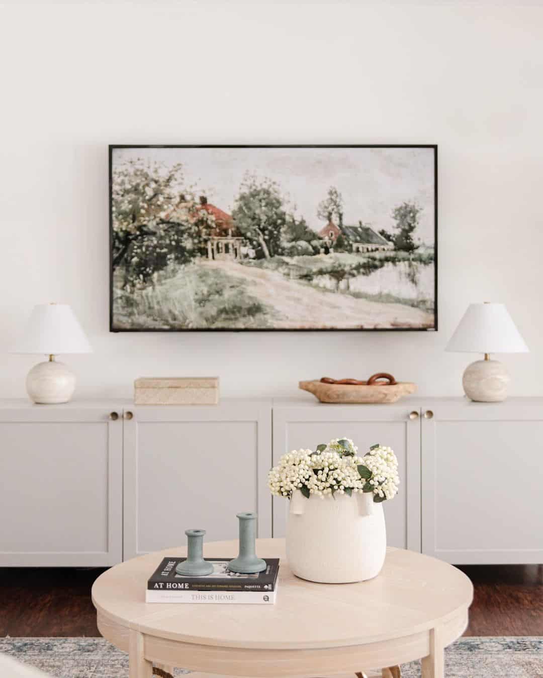 Living Room With Light Gray Sideboard - Soul & Lane