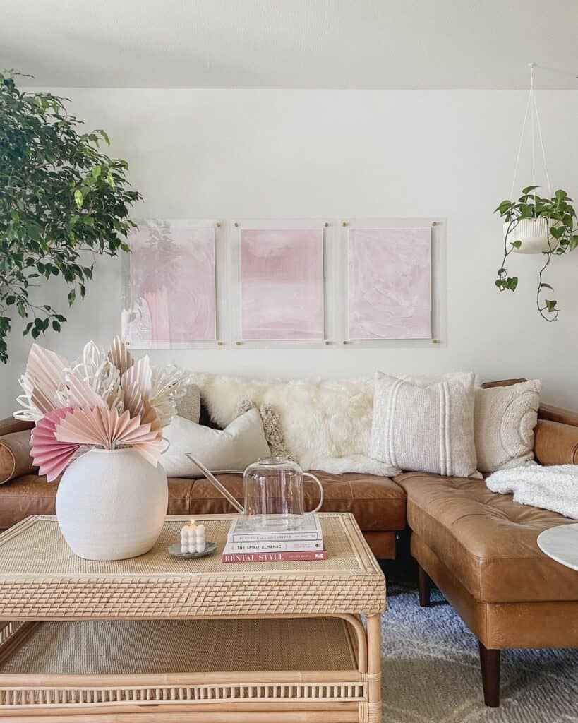 Living Room With Paper Fan Centerpiece